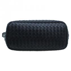 Pre Owned Bottega Veneta Black Intrecciato Nappa Leather Shoulder Bag