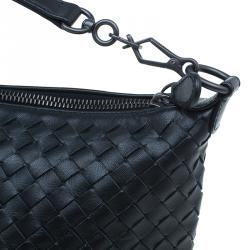 Pre Owned Bottega Veneta Black Intrecciato Nappa Leather Shoulder Bag