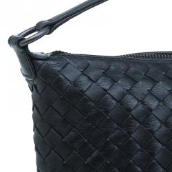 Pre Owned Bottega Veneta Black Intrecciato Nappa Leather Shoulder Bag