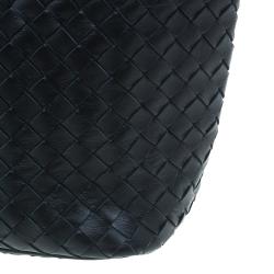 Pre Owned Bottega Veneta Black Intrecciato Nappa Leather Shoulder Bag