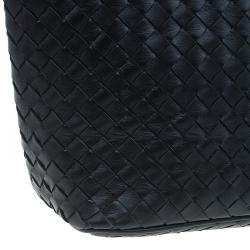 Pre Owned Bottega Veneta Black Intrecciato Nappa Leather Shoulder Bag