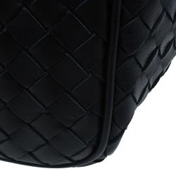 Pre Owned Bottega Veneta Black Intrecciato Nappa Leather Shoulder Bag