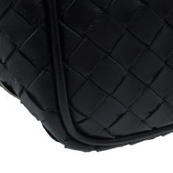 Pre Owned Bottega Veneta Black Intrecciato Nappa Leather Shoulder Bag