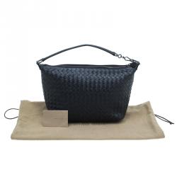 Pre Owned Bottega Veneta Black Intrecciato Nappa Leather Shoulder Bag