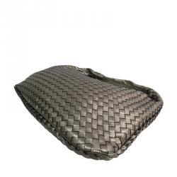 Pre Owned Bottega Veneta Grey Intrecciato Woven Nappa Leather Large Veneta Hobo