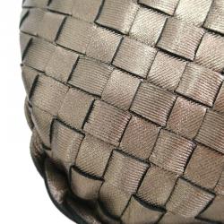 Pre Owned Bottega Veneta Grey Intrecciato Woven Nappa Leather Large Veneta Hobo