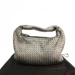 Pre Owned Bottega Veneta Grey Intrecciato Woven Nappa Leather Large Veneta Hobo