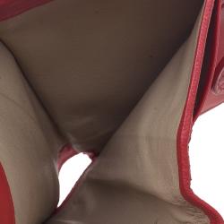 Pre Owned Bottega Veneta Red Croc Embossed Fume Wallet