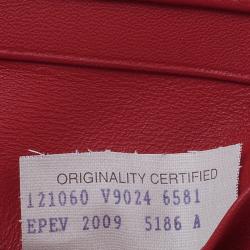 Pre Owned Bottega Veneta Red Croc Embossed Fume Wallet