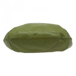 Pre Owned Bottega Veneta Olive Green Leather Large Cervo Hobo