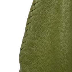 Pre Owned Bottega Veneta Olive Green Leather Large Cervo Hobo