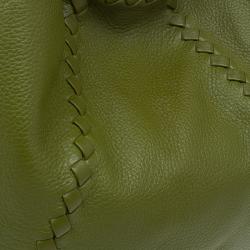 Pre Owned Bottega Veneta Olive Green Leather Large Cervo Hobo