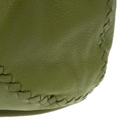 Pre Owned Bottega Veneta Olive Green Leather Large Cervo Hobo