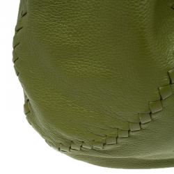 Pre Owned Bottega Veneta Olive Green Leather Large Cervo Hobo