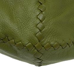 Pre Owned Bottega Veneta Olive Green Leather Large Cervo Hobo