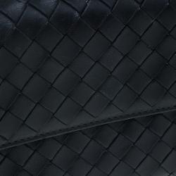 Pre Owned Bottega Veneta Black Intrecciato Leather Continental Flap Wallet