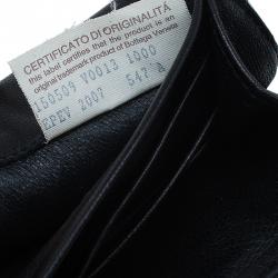 Pre Owned Bottega Veneta Black Intrecciato Leather Continental Flap Wallet