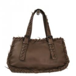 Pre Owned Bottega Veneta Brown Intrecciato Calfskin Leather Tote