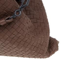 Pre Owned Bottega Veneta Brown Intrecciato Woven Nappa Leather Convertible Tote