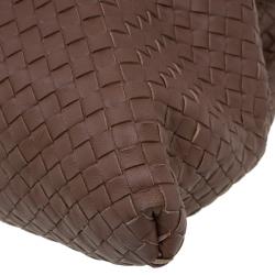 Pre Owned Bottega Veneta Brown Intrecciato Woven Nappa Leather Convertible Tote