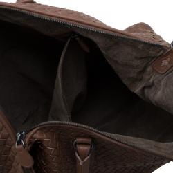 Pre Owned Bottega Veneta Brown Intrecciato Woven Nappa Leather Convertible Tote