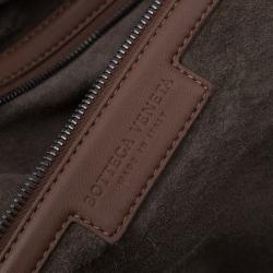 Pre Owned Bottega Veneta Brown Intrecciato Woven Nappa Leather Convertible Tote