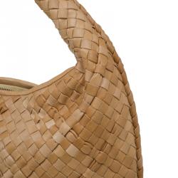 Pre Owned Bottega Veneta Biege Intrecciato Nappa Leather Medium Veneta Hobo