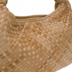 Pre Owned Bottega Veneta Biege Intrecciato Nappa Leather Medium Veneta Hobo