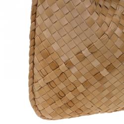 Pre Owned Bottega Veneta Biege Intrecciato Nappa Leather Medium Veneta Hobo