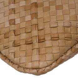 Pre Owned Bottega Veneta Biege Intrecciato Nappa Leather Medium Veneta Hobo