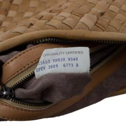 Pre Owned Bottega Veneta Biege Intrecciato Nappa Leather Medium Veneta Hobo