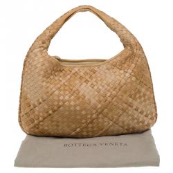 Pre Owned Bottega Veneta Biege Intrecciato Nappa Leather Medium Veneta Hobo