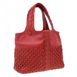 مملوكة مسبقًا Bottega Veneta Orange Perforated Leather Tote