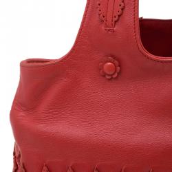 مملوكة مسبقًا Bottega Veneta Orange Perforated Leather Tote