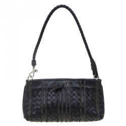 Pre Owned Bottega Veneta Black Nappa Intrecciato Leather Mini Ponza Handbag