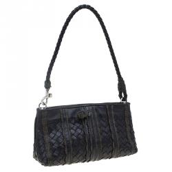 Pre Owned Bottega Veneta Black Nappa Intrecciato Leather Mini Ponza Handbag