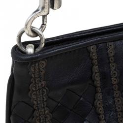 Pre Owned Bottega Veneta Black Nappa Intrecciato Leather Mini Ponza Handbag