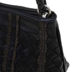 Pre Owned Bottega Veneta Black Nappa Intrecciato Leather Mini Ponza Handbag