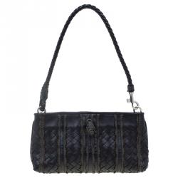 Pre Owned Bottega Veneta Black Nappa Intrecciato Leather Mini Ponza Handbag