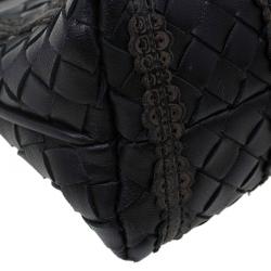Pre Owned Bottega Veneta Black Nappa Intrecciato Leather Mini Ponza Handbag