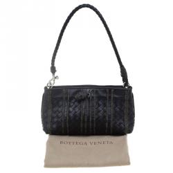 Pre Owned Bottega Veneta Black Nappa Intrecciato Leather Mini Ponza Handbag