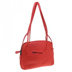 Bottega Veneta Red Intrecciato Nappa Leather Messenger Bag