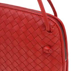 Bottega Veneta Red Intrecciato Nappa Leather Messenger Bag