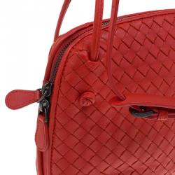 Bottega Veneta Red Intrecciato Nappa Leather Messenger Bag