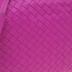 Pre Owned Bottega Veneta Pink Intrecciato Woven Leather Crossbody Bag