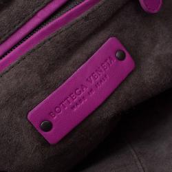 Pre Owned Bottega Veneta Pink Intrecciato Woven Leather Crossbody Bag