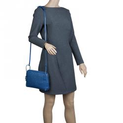 Bottega Veneta Blue Intrecciato Nappa Leather Crossbody Bag