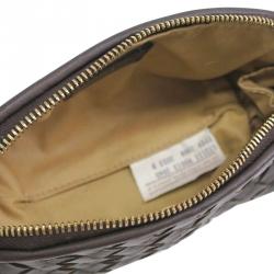 Pre Owned Bottega Veneta Black Intrecciato Zip Clutch