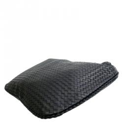 مملوكة مسبقًا Bottega Veneta Black Intrecciato Woven Leather Maxi Veneta Hobo