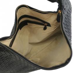 مملوكة مسبقًا Bottega Veneta Black Intrecciato Woven Leather Maxi Veneta Hobo